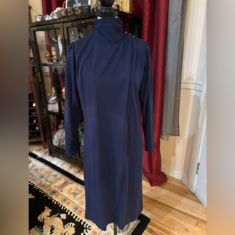 Vintage 1980’s Nancy Green High Neck Collar Party Midi Dress